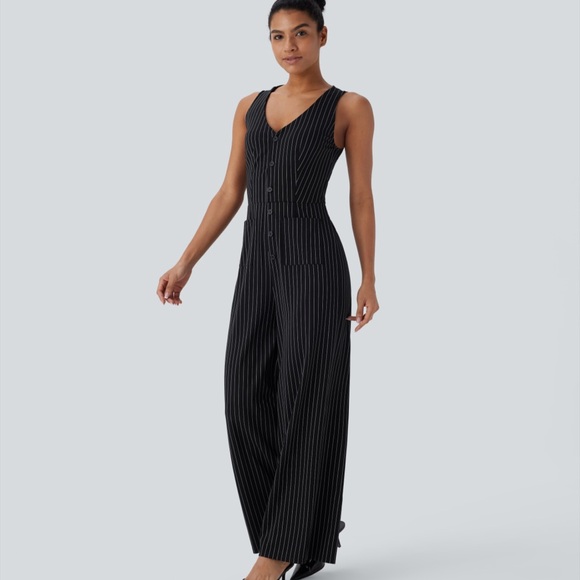 HALARA Black Pinstripe Jumpsuit - Picture 3 of 7